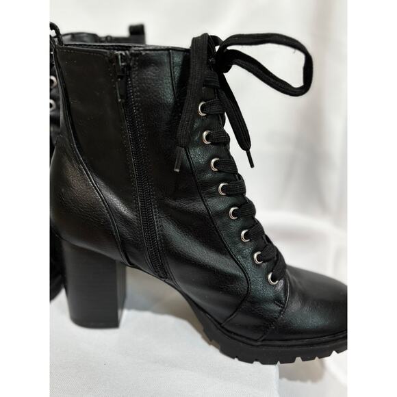 Brash block heel Chunky Combat Boots Women's Sz 8.5 Black Zipper Grunge goth - Picture 10 of 12